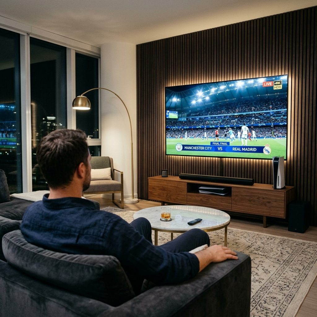 Oneclicktv ultra-fast zapping interface on 4K living room television
